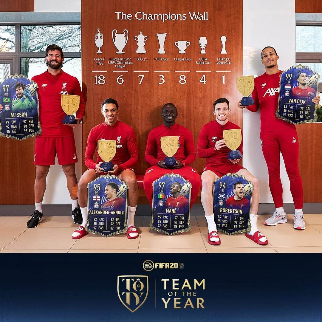 リヴァプールFCさんのインスタグラム写真 - (リヴァプールFCInstagram)「Well in, Reds 🙌🔴 The ratings are here as five #LFC players make @easportsfifa’s Team of the Year 💫 #TOTY #FIFA20 #FIFA」1月10日 3時01分 - liverpoolfc