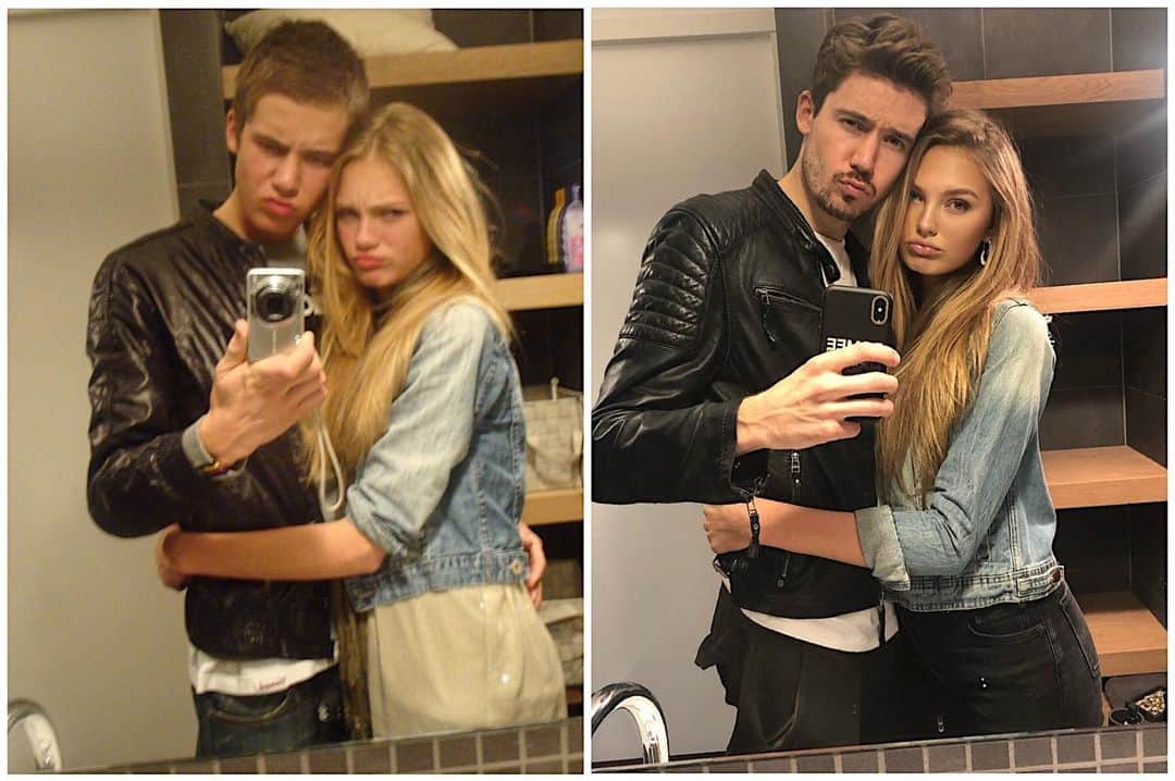ロミー・ストリドのインスタグラム：「2010 vs 2020 🖤 Can’t believe we are together today for 10 YEARS!! I’m so happy to ride this rollercoaster called life with you! And I feel like every year I love you more and more and moreee.... @laurensvleeuwen」