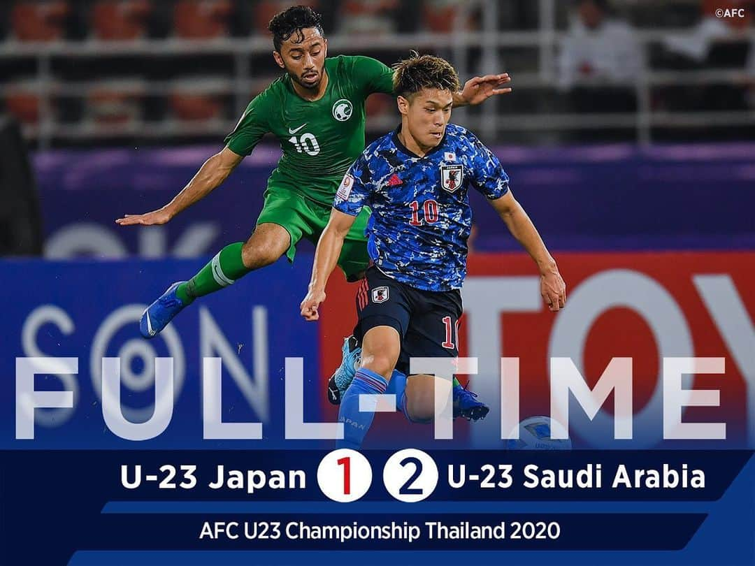 日本サッカー協会さんのインスタグラム写真 - (日本サッカー協会Instagram)「【FULL TIME】AFC U23選手権タイ2020 🇯🇵#U23日本代表 1-2 U-23サウジアラビア🇸🇦 ・ 📅1/9(木) 22:15KO 📍Thammasat Stadium 📺テレビ朝日系列/NHK BS1 👉大会情報はJFA.jpへ #jfa #daihyo #AFCU23 ――― 🏆AFC U-23選手権タイ2020（1/8～26） 1/9 1-2 U-23サウジアラビア🇸🇦 1/12 22:15 🆚U-23シリア🇸🇾 1/15 22:15 🆚U-23カタール🇶🇦 📺テレビ朝日系列/NHK BS1 👉大会情報はJFA.jpへ #daihyo #U23日本代表 #AFCU23 ―――」1月10日 0時11分 - japanfootballassociation