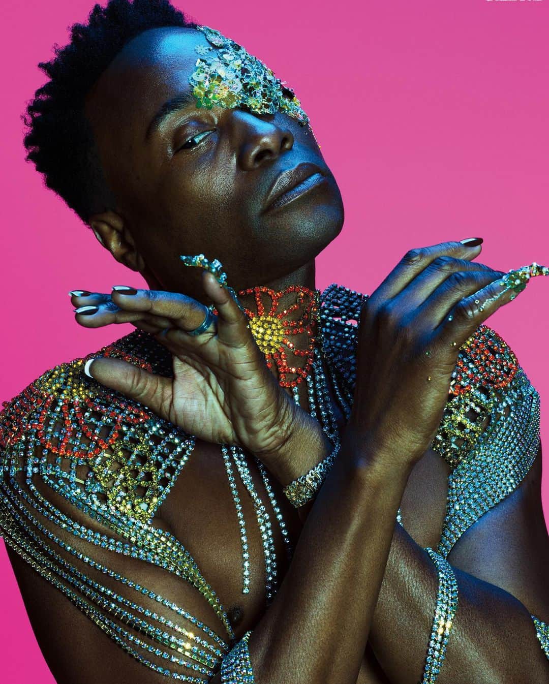 ニコラ・フォルミケッティのインスタグラム：「THE CATEGORY IS ...... LOVE ❤️🧡💛💚💙💜 @theebillyporter for @allure cover 🖤 photo by @benhassett 🤎make up art by @peterphilipsmakeup ❤️grooming by @melissa.dezarate 💙fashion by me ✌🏼🥰」