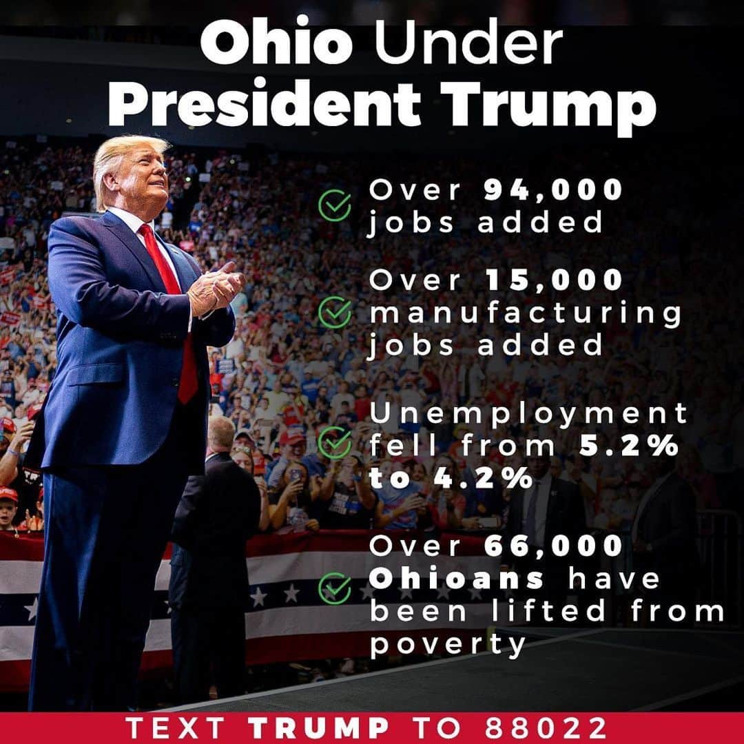 ドナルド・トランプさんのインスタグラム写真 - (ドナルド・トランプInstagram)「#Repost @teamtrump ・・・ President Trump will be taking the stage in Toledo shortly. Here are some of the GREAT things he is doing for Ohio!」1月10日 11時04分 - realdonaldtrump