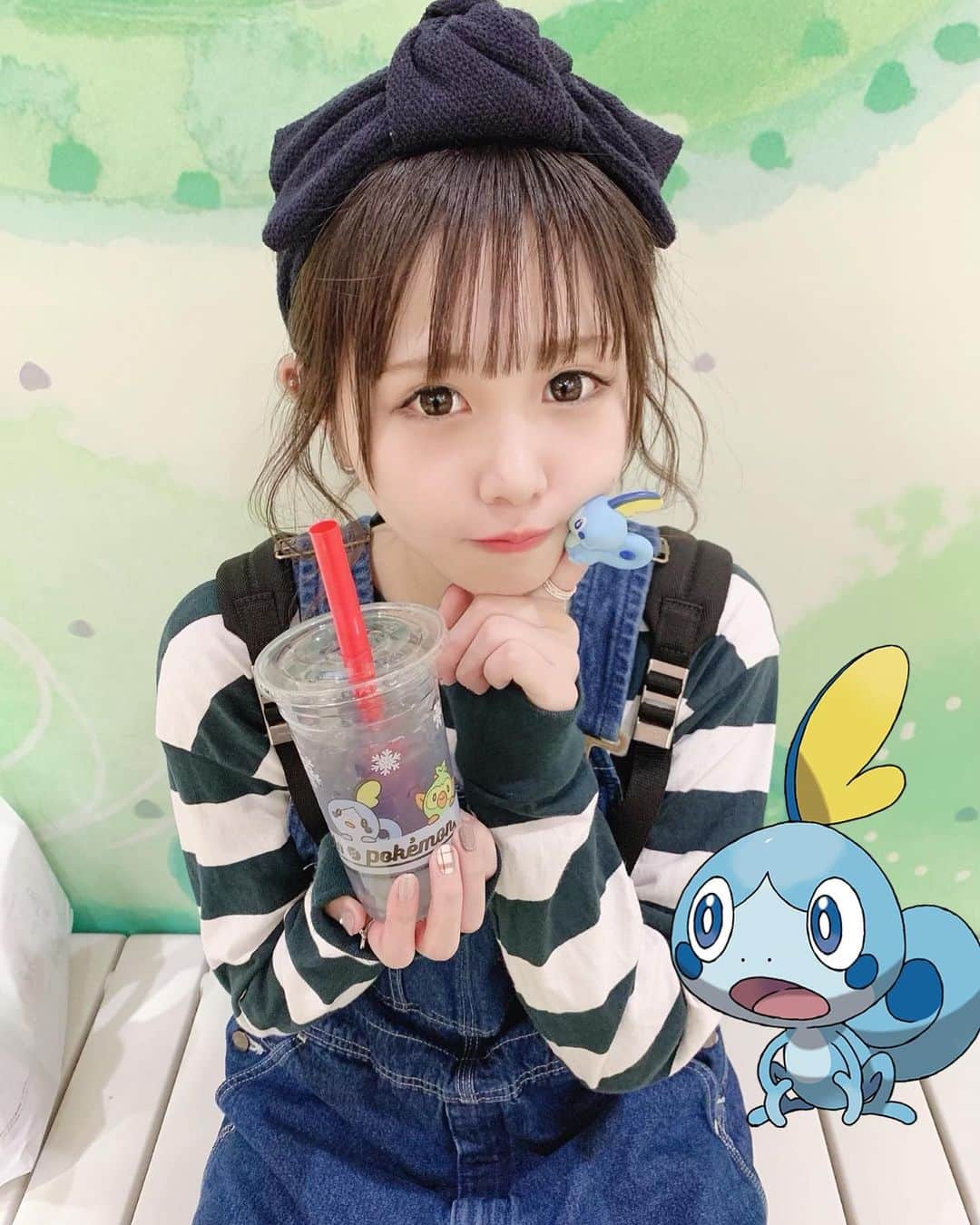 のインスタグラム：「🍩 ミスド × ポケモン ⚡️ ･ タピオカは３種類あって めいはメッソンにしたよ ‪〜。ライチ味 💭」
