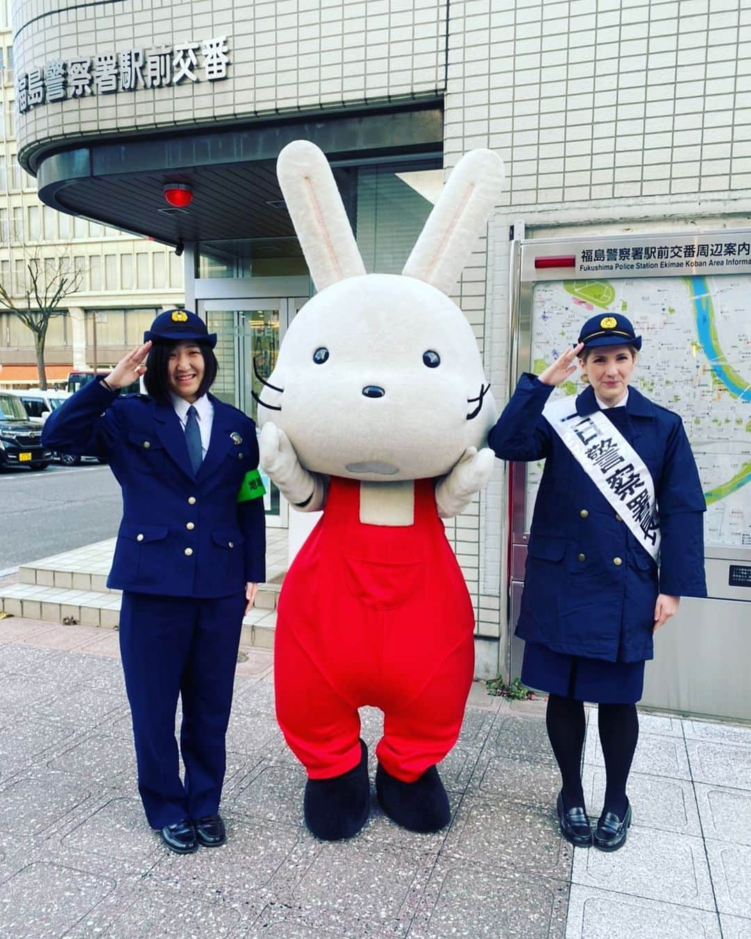 Rediscover Fukushimaさんのインスタグラム写真 - (Rediscover FukushimaInstagram)「I was lucky to be selected as the Chief of Fukushima Prefecture Police for one day today to spread the word about dialing #110 in an emergency situation! Remember to call 110 in an emergency when you’re in Japan 😊 here I am working hard with Momorin 🐇」1月10日 17時26分 - rediscoverfukushima