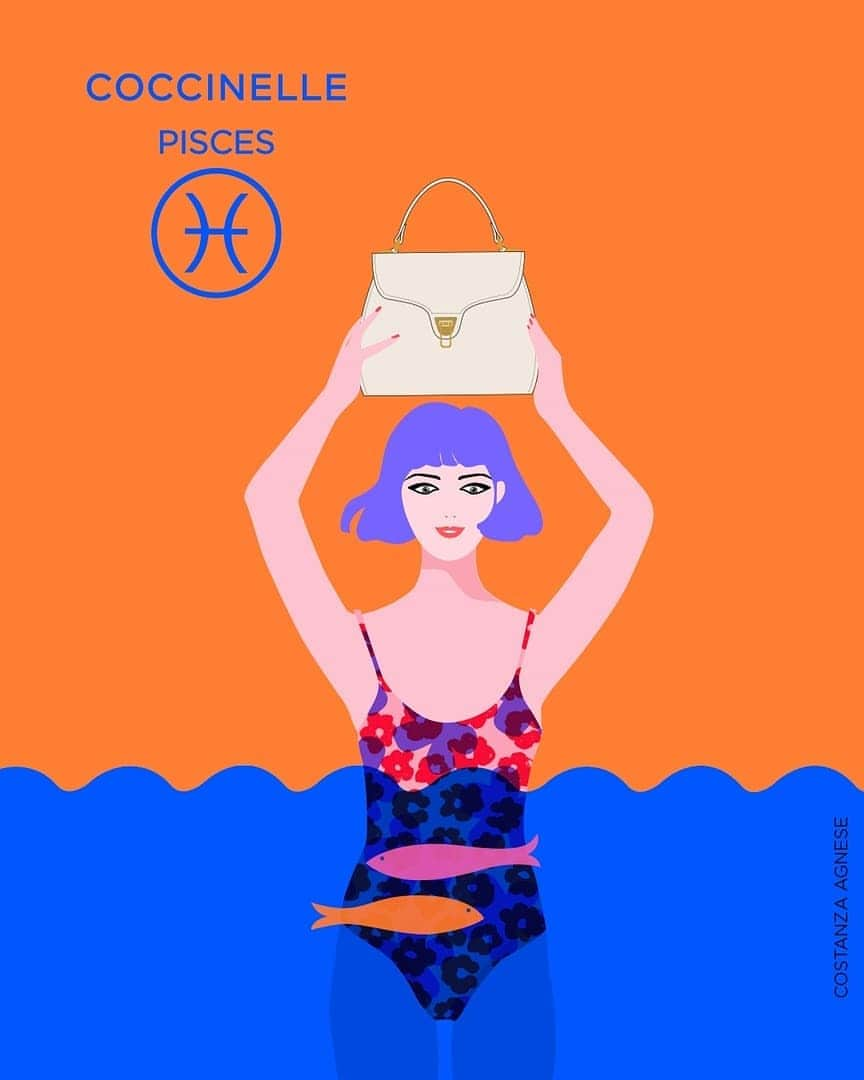 コチネレさんのインスタグラム写真 - (コチネレInstagram)「Coccinelle’s Horoscope 2020 Illustration by @costanzaagneseillustration Horoscope by: @unaparolabuonapertutti  More than a bag, you need a backpack to indulge your 2020’s planets! Indeed, a backpack full of books.. because you’re a hopeless sentimental that loves reading, figuring to be part of the story. Either way, Neptune takes you for a walk, therefore be ready to travel with a total white daily bag, a night clutch and a little black dress in your working bag’s pocket. Well, you know this trip could be only in your head, but this won’t affect you, you would still enjoy it 💭🏝 .  Più che una borsa ti serve uno zaino per assecondare i tuoi pianeti nel 2020! Anzi, uno zaino pieno di libri... Perché tu sei un’inguaribile romantica che ama mettere il naso tra le pagine di un libro mentre sogna di saltarci dentro. Ad ogni modo Nettuno ti porta a spasso quindi tieniti pronta a viaggiare 🛸con almeno una daily bag total white, una clutch da sera a portata di mano e un little black dress in una tasca della working bag! Ah certo, il viaggio potrebbe anche essere tutto nella tua testa ma poco cambia, per te sarà comunque bellissimo e reale. 💭🏝 #Coccinelle #Horoscope #CoccinelleBags #Pisces #Marvin」1月10日 17時28分 - coccinelleofficial