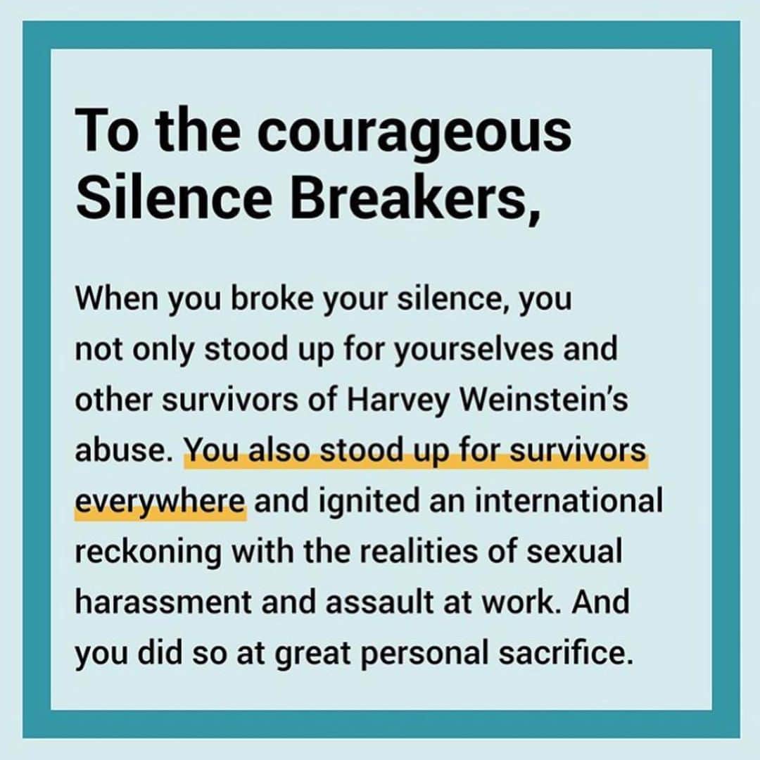 カーラ・ソウザのインスタグラム：「Dear #SilenceBreakers: because I know firsthand how hard it is to tell your truth, I want you to hear me loud and clear when I say: THANK YOU! If you too want to show support to survivors as the Harvey Weinstein trial gets underway, sign the letter of support via the link in my bio. #TIMESUPNOW」
