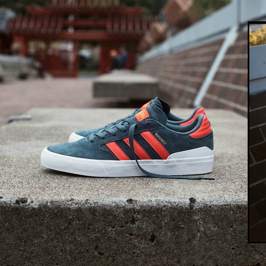 adidas Skateboardingのインスタグラム：「Hands on since the beginning /// @dennisbusenitz2 is 100% skateboarding and when he designed the Busenitz Vulc II, his focus was durability. Combining the single panel toe design from his original Busenitz shoe with heightened foxing tape and a Geoflex outsole, the Busenitz Vulc II is the durable solution for skateboarders worldwide. Now available at skate shops, the Blue & Red colorway can also be found online at adidas.com/Skateboarding. • #adidasSkateboarding #BusenitzVulc2」