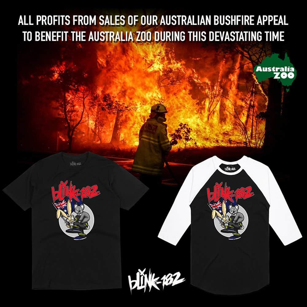 blink-182さんのインスタグラム写真 - (blink-182Instagram)「Australia is being ravaged by deadly fires, and we just feel so helpless.  We put out a new merch line, and are donating all proceeds to charity.  Let's do our part to make sure everyone, as well as the environment, plus all of these kangaroos & koalas are safe. 🐨 <link in bio>」1月11日 5時39分 - blink182