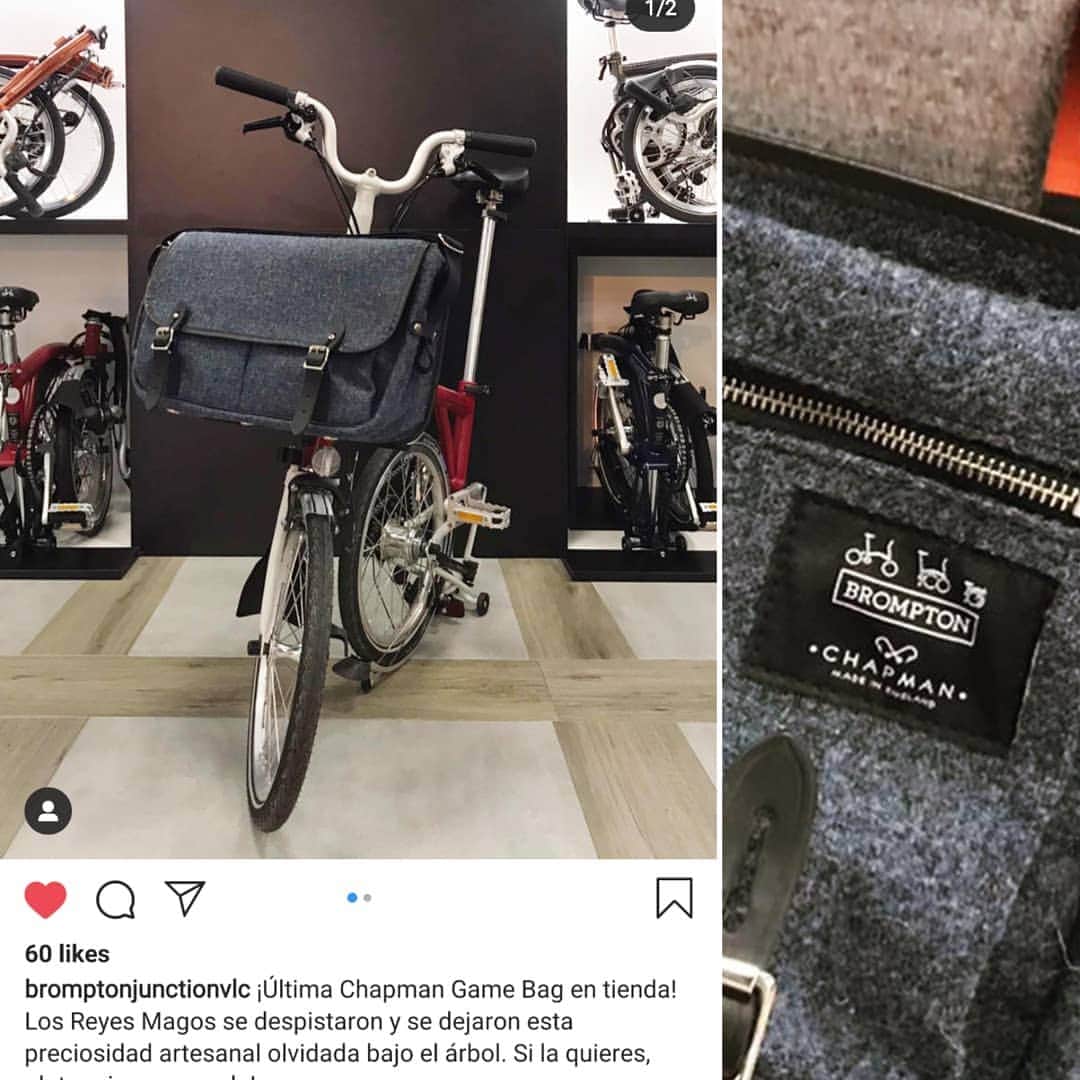 ジョンチャップマンのインスタグラム：「Not many people know about our co-branded bags with #bromptonbicycle. We designed these with Brompton to clip into the front of the bike. They are tough, waterproof, practical and they look good. This post from #bromptonjunctionvlc says it all.」