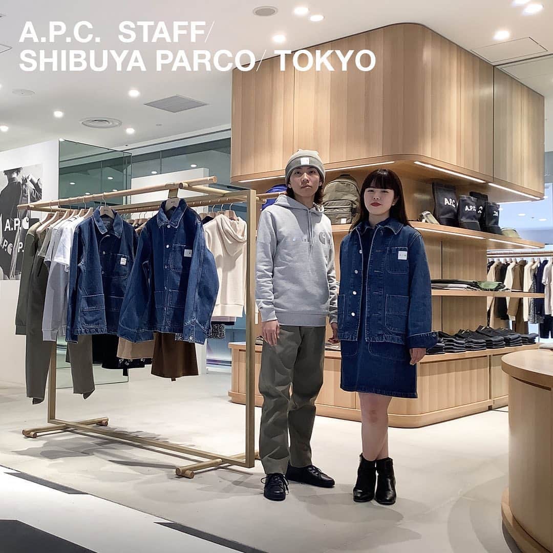 アーペーセーさんのインスタグラム写真 - (アーペーセーInstagram)「A.P.C. Shibuya Parco store staff in Tokyo, Japan⠀ ⠀ Wataru is wearing :⠀ Stash hoodie⠀ Crossover trousers⠀ Watchtower knit cap⠀ ⠀ Ruriko is wearing :⠀ Talk jacket⠀ Aurelia dress⠀ Joey boots⠀ ⠀ All articles available in stores and at apc.fr⠀ ⠀ #APC #APCstaff #ShibuyaParco #Tokyo #Japan #APCxCarharttWIP #Interaction5」1月11日 19時48分 - apc_paris