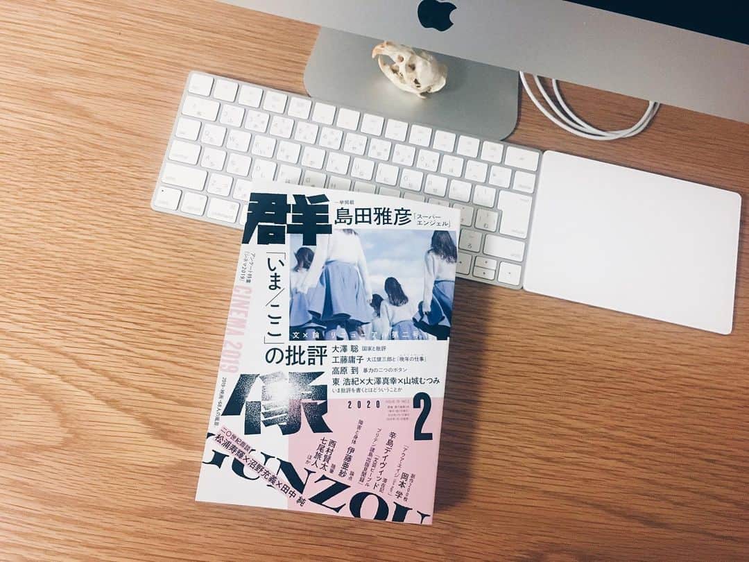 藤野可織のインスタグラム：「群像2月号のアンケート特集「シネマ2019」に寄稿しています。私の2019年の映画は、締切の前日に滑り込みでなんとか見に行けた「ターミネーター:ニュー・フェイト」です。この「群像」の「像」、ライトに反射してるようにデザインされててとても良くないですか…！？」