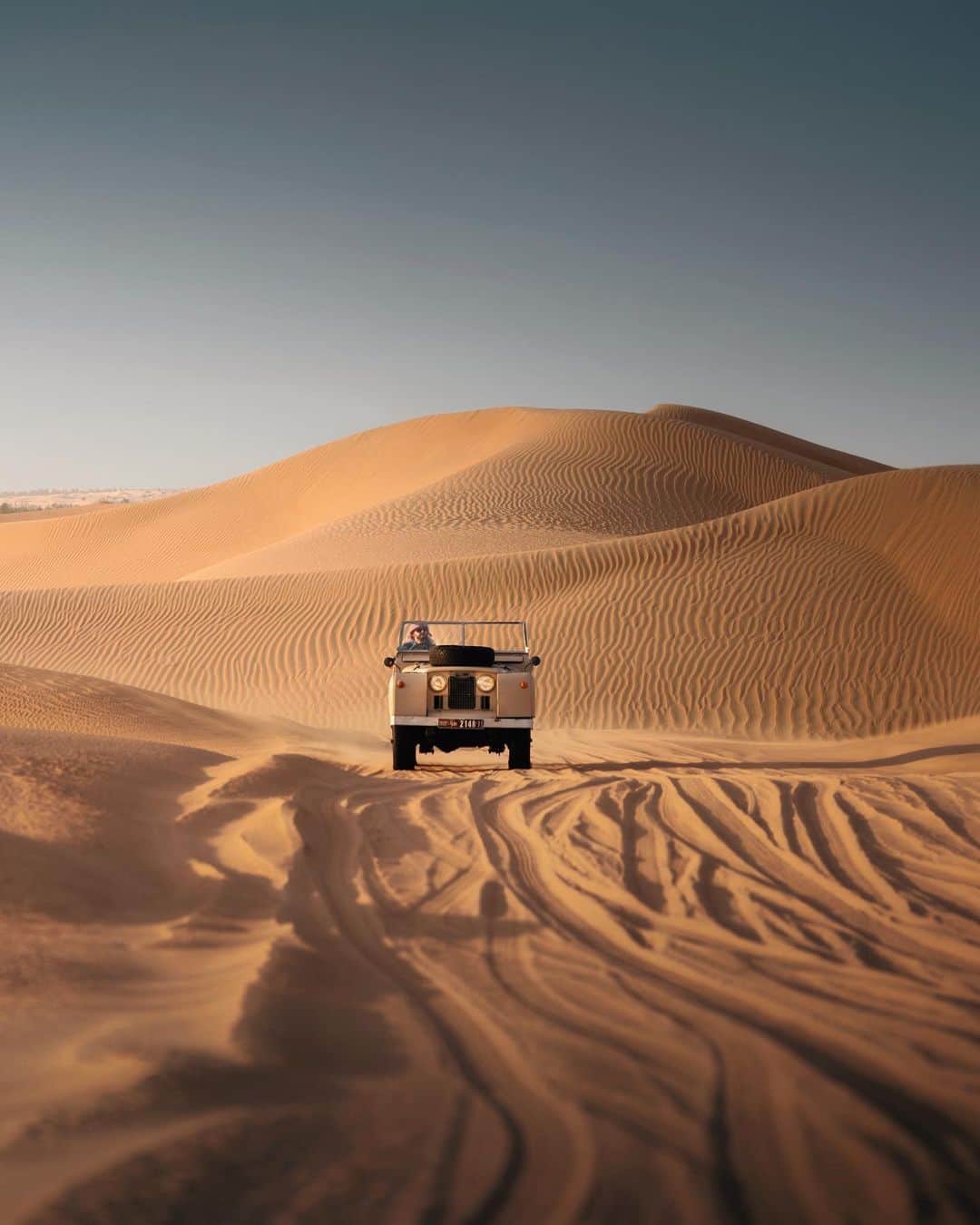 Simone Bramanteのインスタグラム：「{ Silky Roads } • A ride as soft as silk, seeing here and there white spots, which are animals that I love for the elegant horns. The Arabic Onyx is intelligently preserved.  @platinumheritage #desertsafari #platinumheritage  @mydubai @visit.dubai #visitdubai #mydubai」