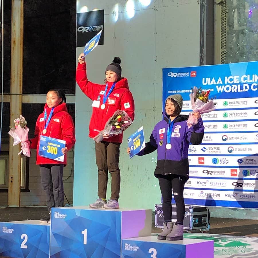 小武芽生のインスタグラム：「The 2nd Ice Climbing World Cup and Asia Championships🇰🇷 It was first time to make it finals❣️ Eventually, ended up with 7th place. Asian Championships, 3rd place🥉  2戦目ワールドカップは７位。 アジア選手権は３位になれました。 日本人のアイスクライミングリードでのメダルは男女含めて初らしいので、形として残せたのは嬉しいです😁  ありがとうございました🙆‍♀️ 次は最終ラウンドのスイス🇨🇭 @thenorthfacejp @lasportivajp @sskfoods1978 #japanboulderingproject  #クライミング#uiaaiceclimbing #uiaa #iceclimbing #mixclimbing #climbing  #旭鉄工株式会社 #iSmartTechnologies #asianchampionship #アイスクライミング」