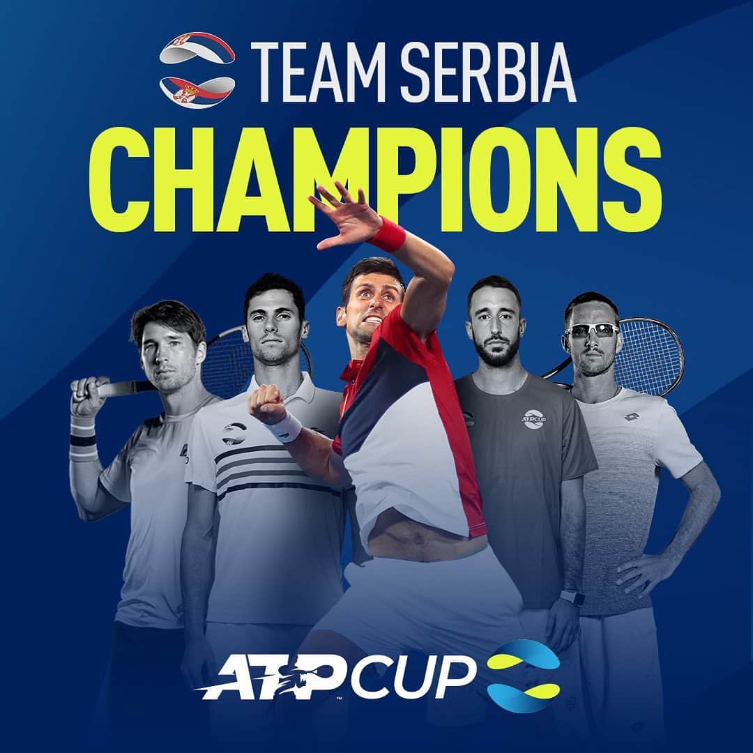 ATP World Tourさんのインスタグラム写真 - (ATP World TourInstagram)「🇷🇸 IDEMO!!! 🇷🇸 #TeamSerbia are the first ever @atpcup champions!!! #ATPCup」1月12日 23時05分 - atptour