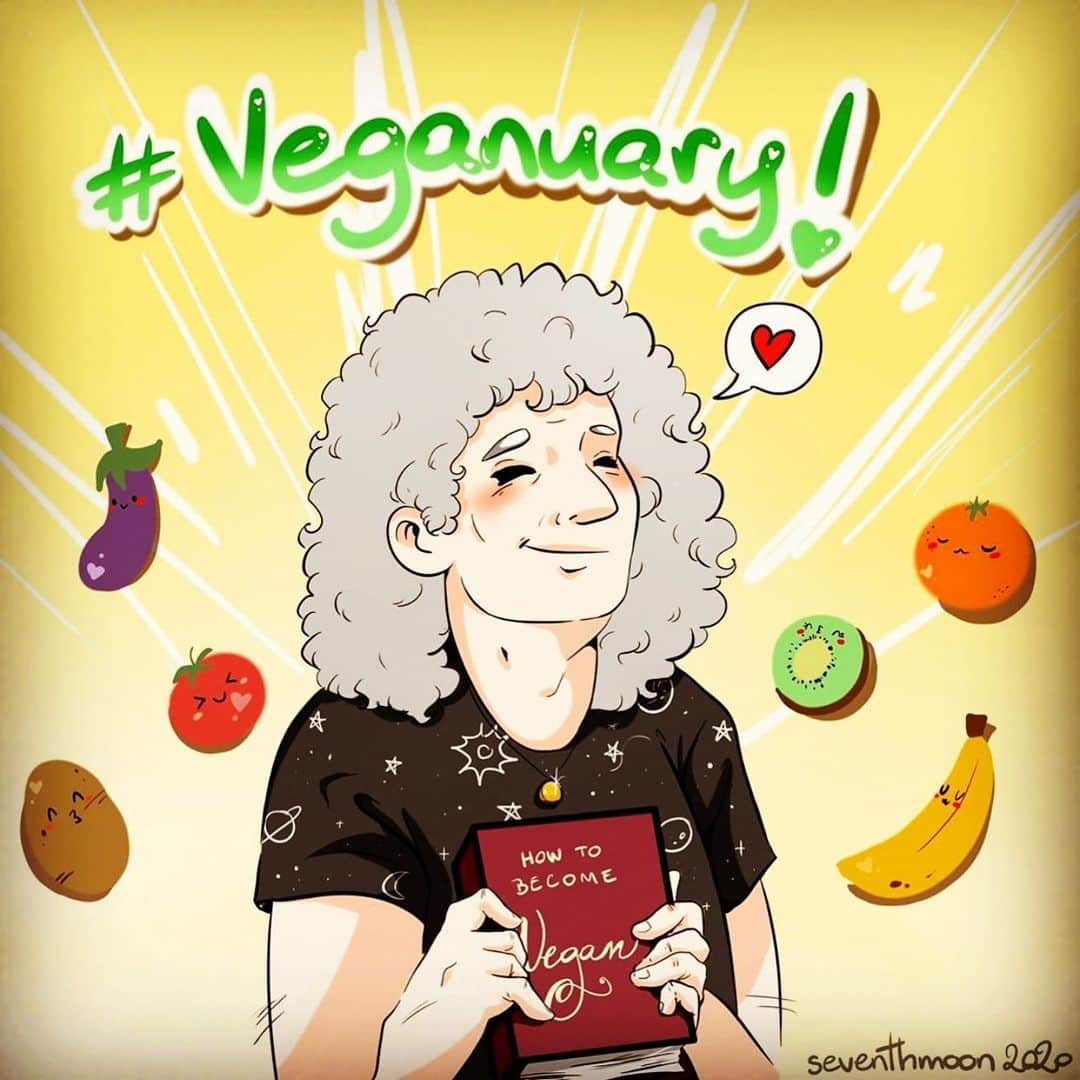 ブライアン・メイさんのインスタグラム写真 - (ブライアン・メイInstagram)「Yep !! On day 12 of Veganuary I’m enjoying it more than ever !! Thanks @_seventhmoon_  for this inspirational artwork !!! Bri 💥💥💥💥 Look out for an announcement on Australia at 7pm today.」1月12日 23時37分 - brianmayforreal