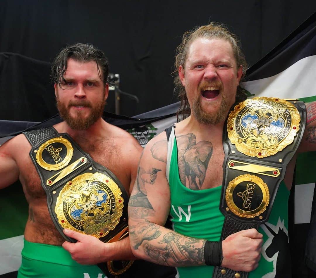 WWEさんのインスタグラム写真 - (WWEInstagram)「#ANDSTILL. #Gallus’ @markcoffey90 and @wolfgangyoung_ retain their NXT UK Tag Team Championships at #NXTUKTakeOver. #LadderMatch」1月13日 4時21分 - wwe