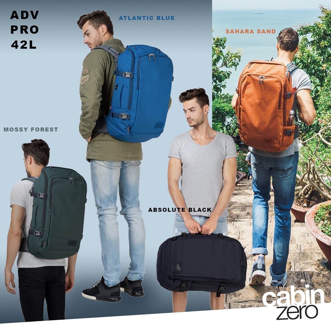 CABINZEROさんのインスタグラム写真 - (CABINZEROInstagram)「🤩 TRAVEL WITH ZERO RULES 😎 ADV PRO - 32L - 42L 🛍 ABSOLUTE BLACK 🛍 ATLANTIC BLUE 🛍 MOSSY FOREST 🛍 SAHARA SAND 👉🏻Designed for travellers who are always ready for the next adventure, the ADV Pro is a new addition to the CABINZERO family. Rugged and practical, it has all the trademark CABINZERO features, including a quick access zip pocket, a main compartment that can be loaded from the top or the front,a water bottle holder and a stow away waist belt and shoulder straps. #cabinzero #advpro #adv #adventure #adventuretime #travellife #travel #with #zerorules #travellers #pocket #waiststraps #backpack #backpackers #aroundtheworld」1月13日 22時03分 - cabinzero
