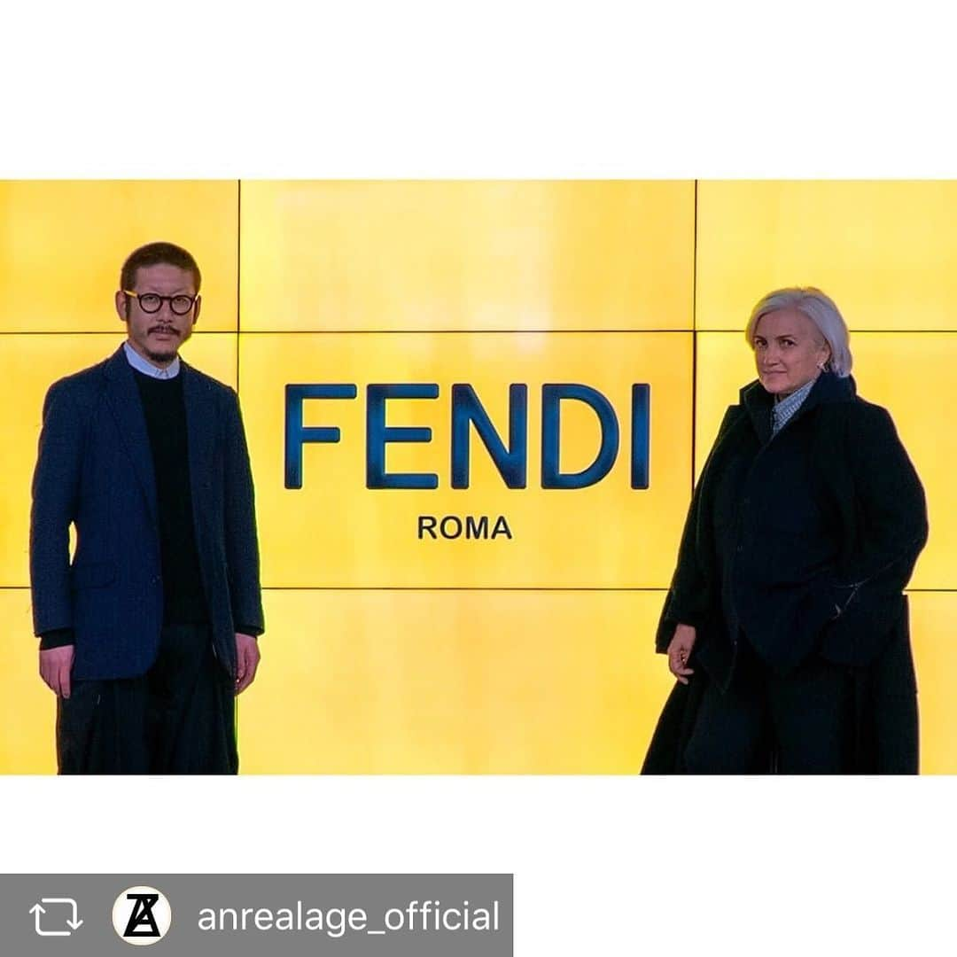 GooFのインスタグラム：「Repost : @anrealage_official @fendi  anrealage_official We collaborated with FENDI 2020-21 F/W at Milan Mens Collection. We deeply appreciate Silvia Fendi and FENDI team for giving us such opportunity. By combining Fendi’s history and tradition with our science technology,  we believe we can make new innovation.  #FendiFW20#silviaventurinifendi#ANREALAGE」