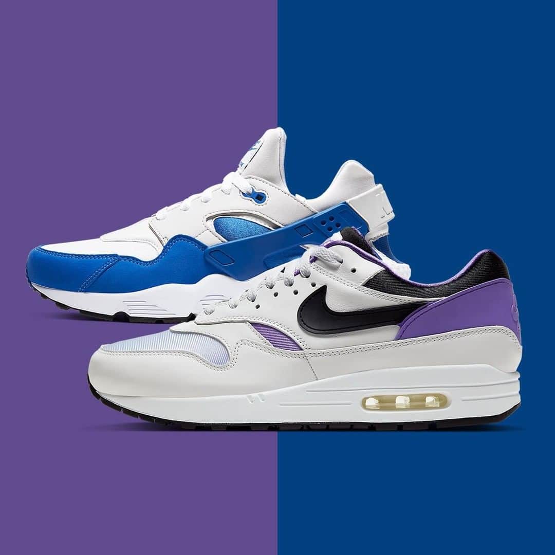 Sneaker Newsさんのインスタグラム写真 - (Sneaker NewsInstagram)「Nike continues the Air Max 1/Huarache DNA Series by swapping another set of OG colorways. The Air Max 1 now wears the "Purple Punch", while the Air Huarache dons the "Sport Blue". Hit the link in our bio for a closer look.」1月14日 3時00分 - sneakernews