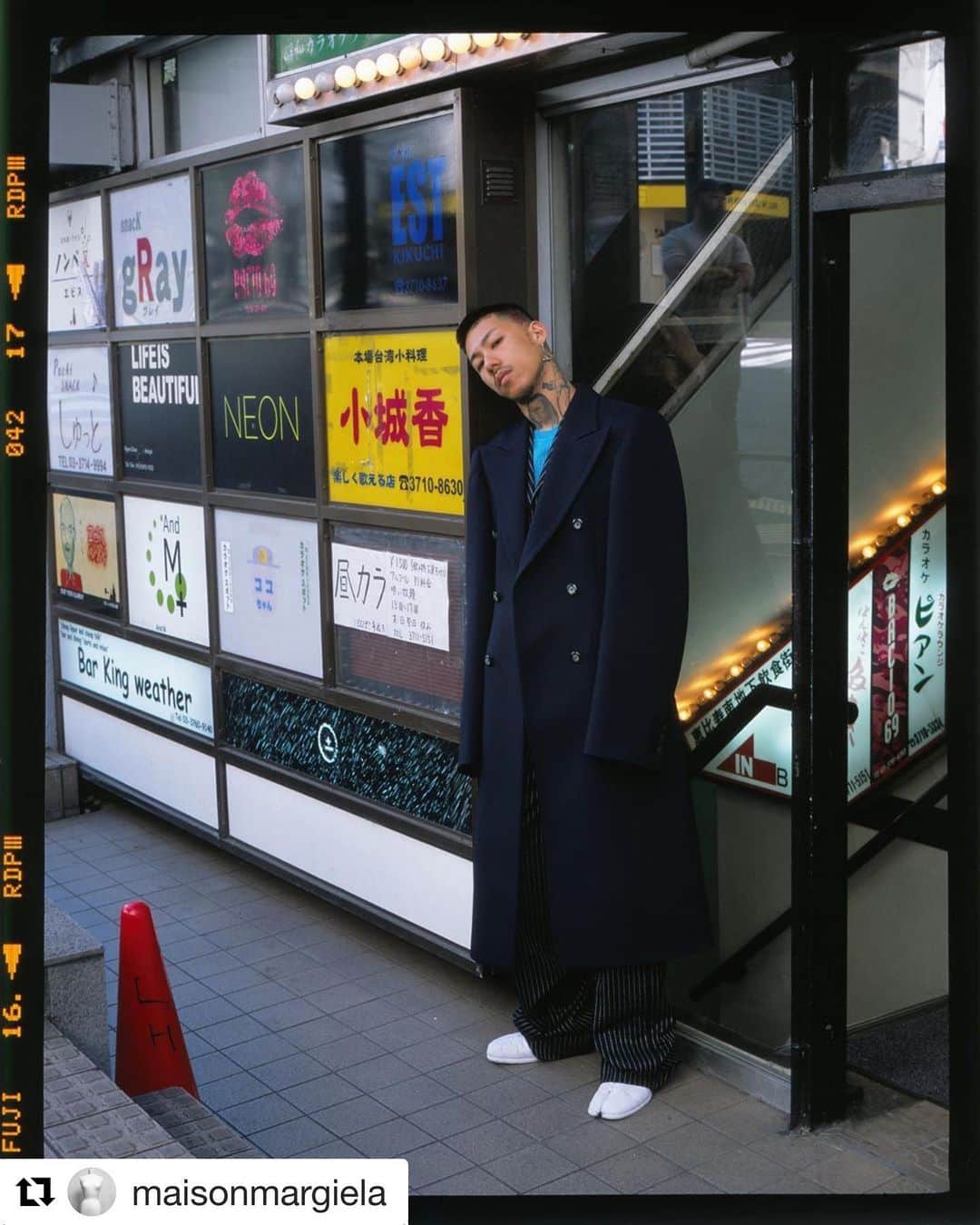 KOHHのインスタグラム：「#Repost @maisonmargiela ・・・ @Kohh_t20 in #MaisonMargiela SS20 Pre-Collection featured in @Them_Magazine photo by #chikashisuzuki styling by @tsuyoshi_nimura」