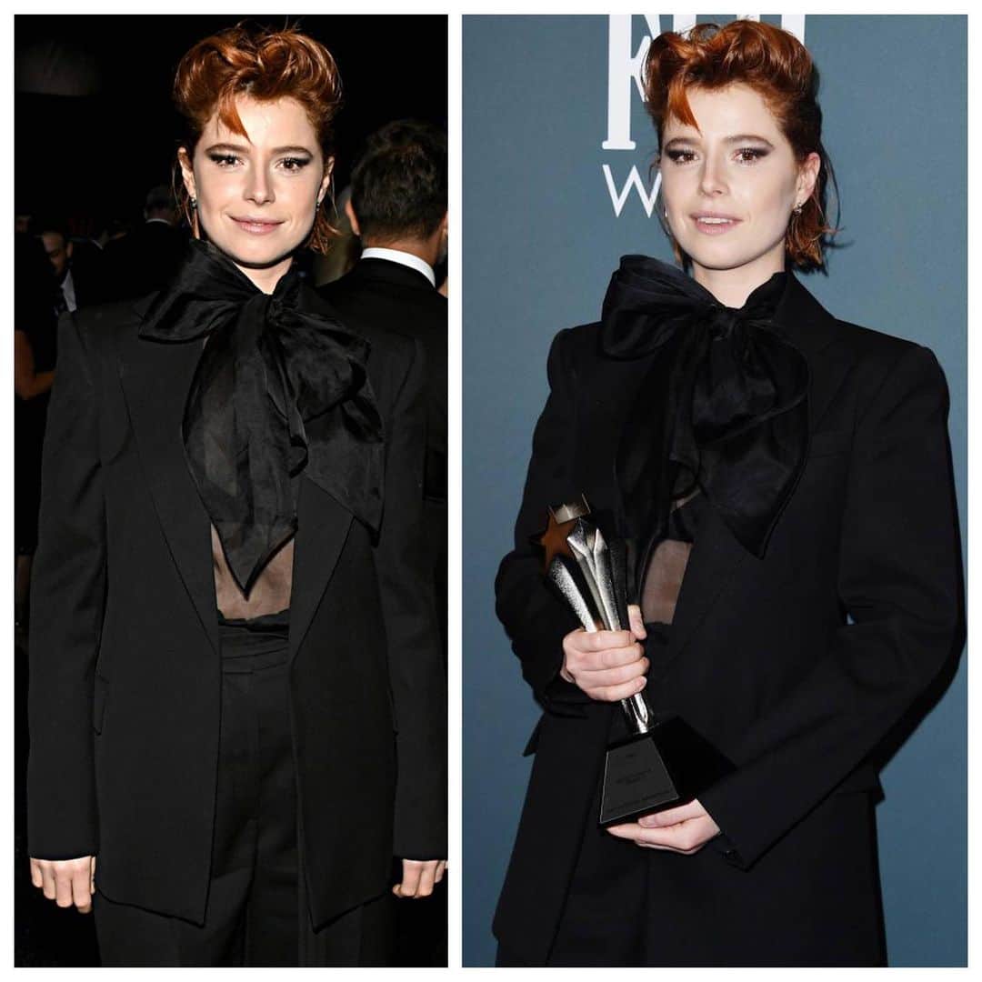 JO BAKERさんのインスタグラム写真 - (JO BAKERInstagram)「J E S S I E • B U C K LE Y 🇮🇪 Teddy boy punk simplicity... for #jessiebuckley —->>> winner of #criticschoiceaward !!!!! Congratulations Jessie 🇮🇪🍾🇮🇪 Style @karlawelchstylist @maisonvalentino  Hair @hairbyadir  Makeup by me #jobakermakeupartist using @welovecoco @chanel.beauty  one shadow ,....one mascara... see stories for product info and swipe to see more of what inspired this look!!! #welovecoco #workingwithchanel  #punk #teddyboy #androgynous #makeup」1月14日 8時03分 - missjobaker