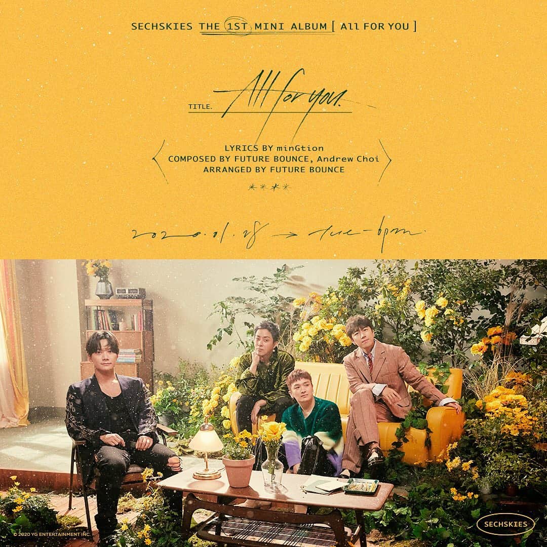ウン・ジウォンさんのインスタグラム写真 - (ウン・ジウォンInstagram)「#SECHSKIES #젝스키스 #THE1STMINIALBUM #ALLFORYOU #TITLEPOSTER #20200128_6PM #YG」1月14日 17時50分 - 1_kyne_g1