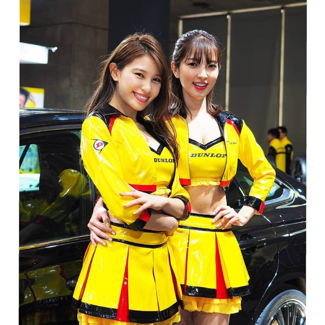 宮島マリーナのインスタグラム：「🌻 TOKYO AUTO SALON 2020 . MARINA MIYAJIMA x MIRI ISHIHARA . . . #宮島マリーナ  #オスカープロモーション #tas2020 #tokyoautosalon #dunlop #dunloptires #Direzzagirls #rq #レースクイーン #モデル #イベントコンパニオン #コンパニオン #イベコン #被写体 #被写体になります #被写体やります #車好きな人と繋がりたい #makuharimesse #石原未梨 #オートサロン #autosalon #オートサロン2020 #autosalon2020 #ダンロップタイヤ」