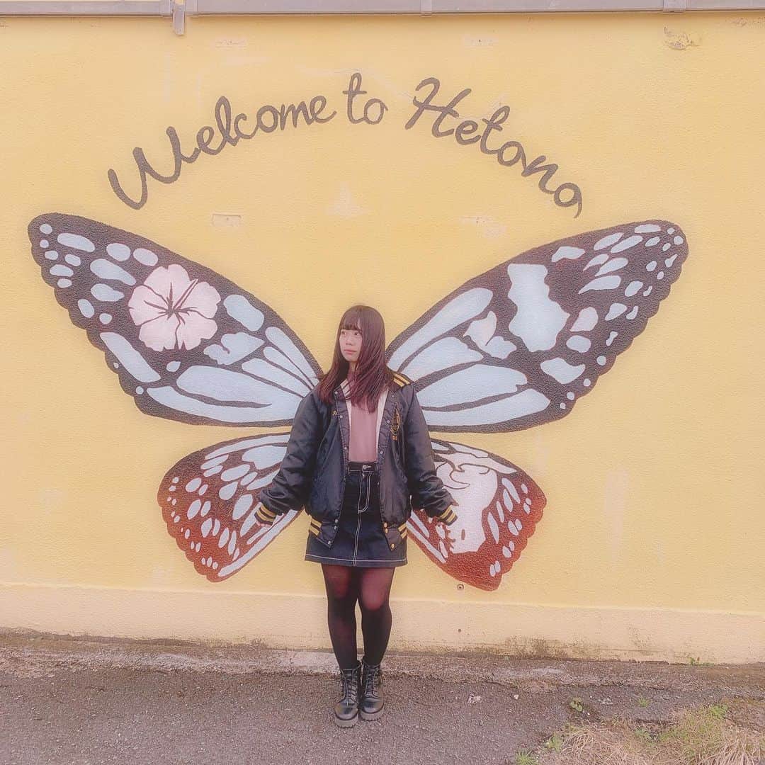 海月咲希さんのインスタグラム写真 - (海月咲希Instagram)「徳之島のインスタ映えスポット。 #徳之島 #インスタ映え #おしゃれな壁 #ちなみに流木写真の海の近くにあります笑 #butterfly #turtle #英語のタグってインスタっぽいな」1月14日 16時40分 - saki_mitsuki