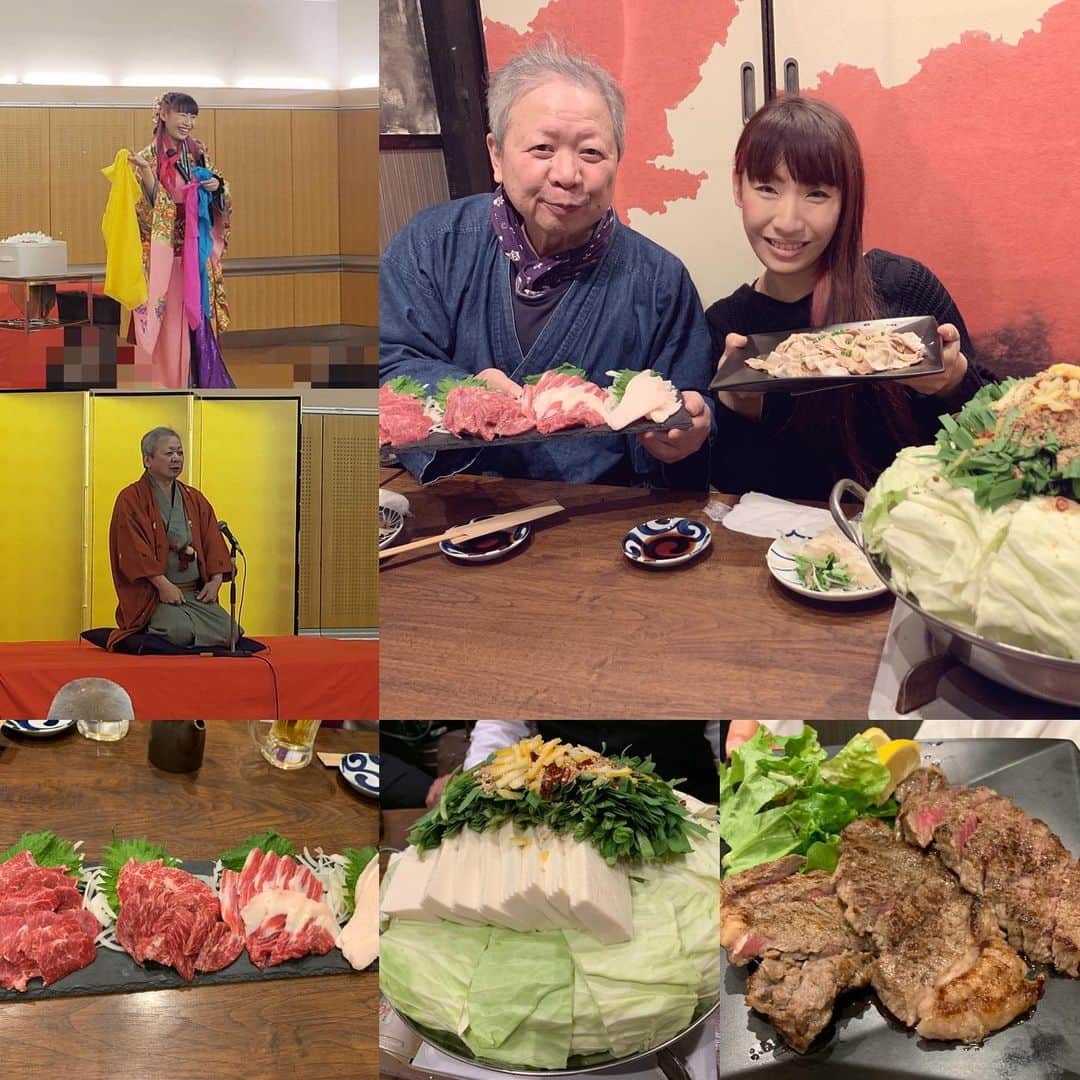 のインスタグラム：「昨日は北越谷、本日は南越谷サンシティホールで新春マジックでした。 写真はご一緒した三遊亭とん楽師匠と、美味しい打ち上げの様子。 ご覧いただいた皆様、お世話になった皆々様！ありがとうございました😊 #女性マジシャン  #荒木巴」