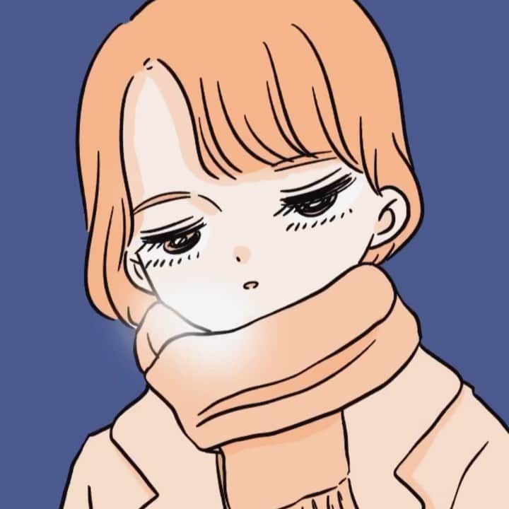 のインスタグラム：「白い息  #白い息　#マフラー　#女の子イラスト　#イラスト　#gif #冬　#冬イラスト　#イラストレーター　#お絵かき　#動画」