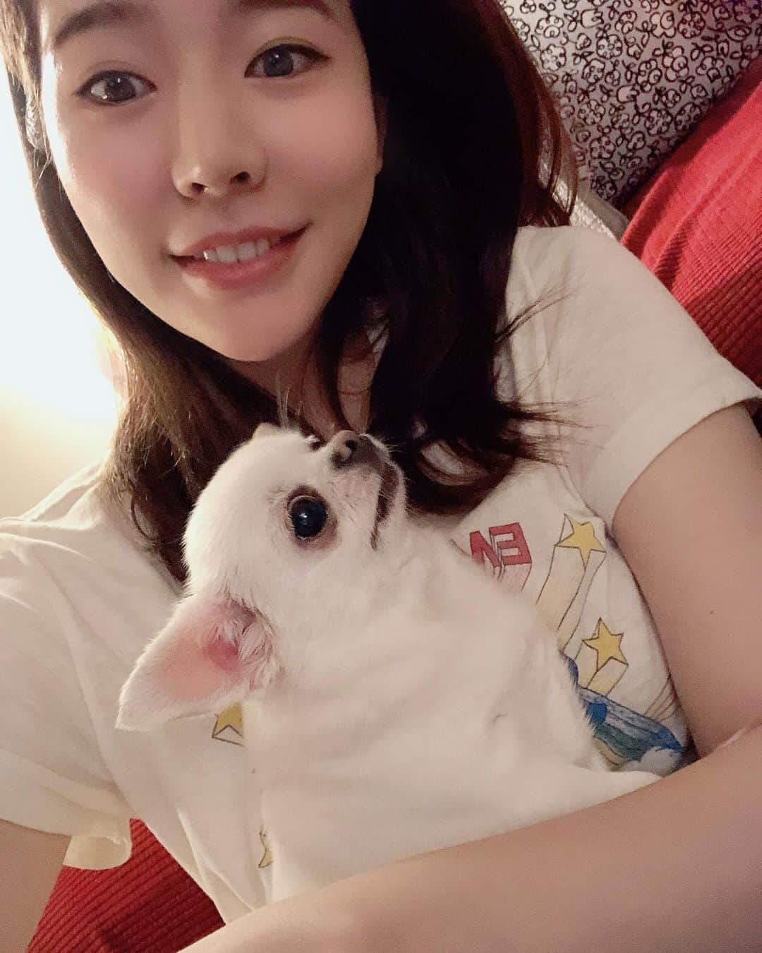サニー のインスタグラム：「우리 딸이랑 아들이 질투하겠네 #냥맘의멍스타그램 #어젯밤이야기」