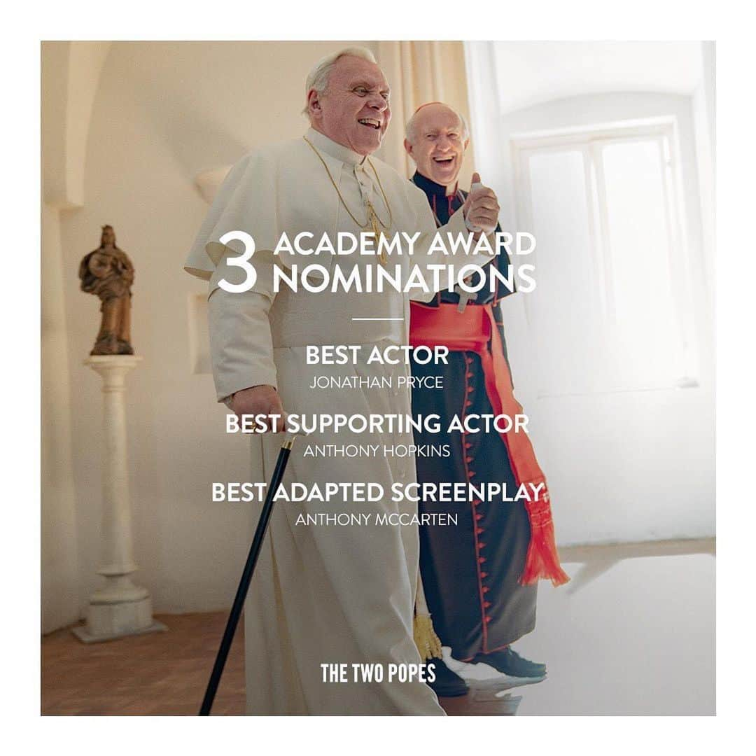 UPLINK film distributionさんのインスタグラム写真 - (UPLINK film distributionInstagram)「👏👏👏👏 #Repost @thetwopopes ・・・ Thank you, Academy of Motion Picture Arts and Sciences! #TheTwoPopes is thrilled to be nominated for Best Actor, Best Supporting Actor and Best Adapted Screenplay.  #OscarNoms」1月14日 23時31分 - uplink_film