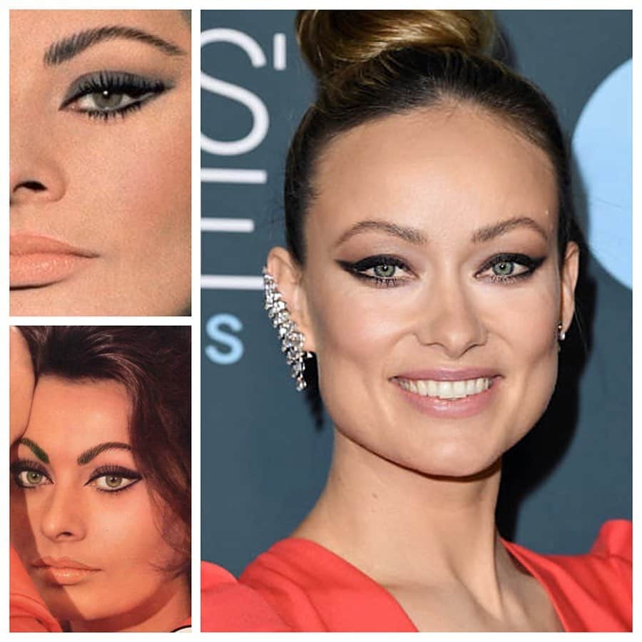 JO BAKERのインスタグラム：「O L I V I A • W I L D E 🇺🇸 Diamonds + Dramatic wings for #OliviaWilde ..... @oliviawilde your eyes mesmerize!!!!!! #criticschoiceawards  Style @karlawelchstylist @maisonvalentino  Hair @pamwiggy  Makeup by me #jobakermakeupartist using @chanel.beauty #welovecoco #workingwithchanel #sophialoren #classicstyle @welovecoco」