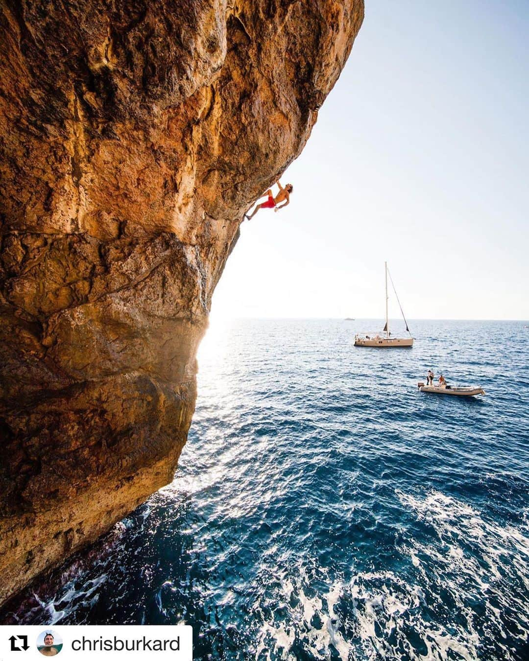 クリス・シャーマさんのインスタグラム写真 - (クリス・シャーマInstagram)「Thanks for the kind words @chrisburkard  Let’s do another trip sometime soon.  A great day above the sea in Mallorca with @rockandwatermallorca and my good friend #miquelriera RIP 🙏🙏❤️ We had a @prana shoot planned for a while but it when my son Julian was born the day of the shoot the schedule became a bit tricky.  After two wild sleepless nights, I flew down to meet the crew and we did a whirlwind tour of my favorite routes on the island. Somehow it all came together and we also got some amazing shots and I flew home that night to be back with my family.  #Repost @chrisburkard ・・・ When Chris climbs... people gather. Whether on land or water he always seems to attract a crowd. I’ve been lucky to document @chris_sharma climbing in Japan, Iceland, Mallorca, California and more. There are few people out there better to put in front of your lens. The spontaneity, creative and passion he puts into his climbing is second to none.」1月15日 17時25分 - chris_sharma