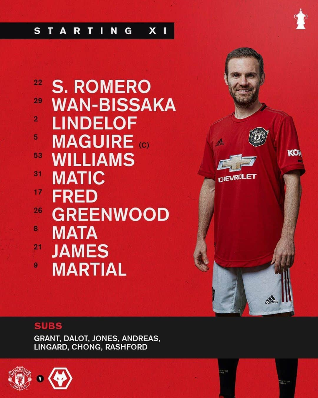 マンチェスター・ユナイテッドさんのインスタグラム写真 - (マンチェスター・ユナイテッドInstagram)「🚨 TEAM NEWS 🚨 Here’s how #MUFC line up to face Wolves this evening. Let’s do this! ✊」1月16日 3時45分 - manchesterunited