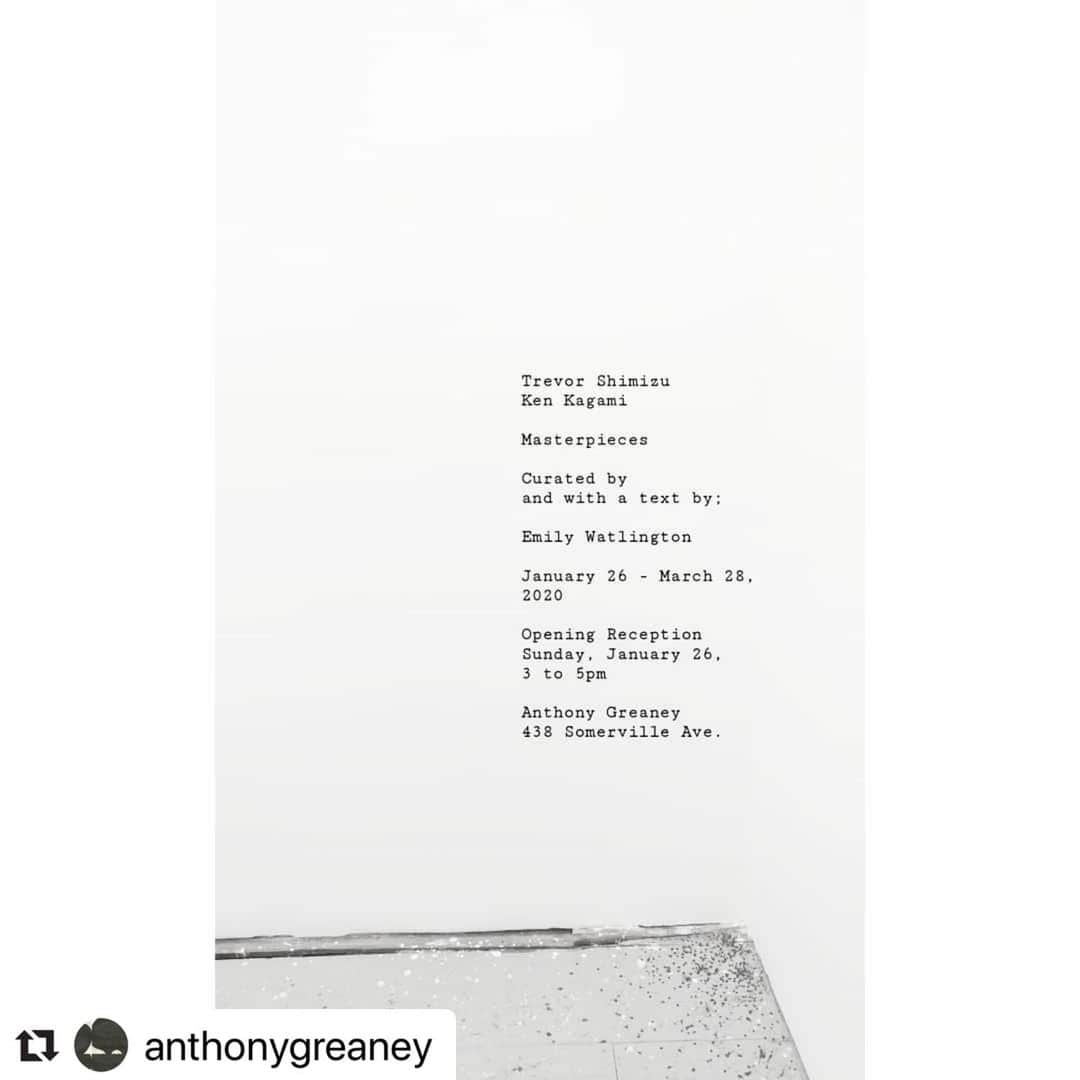 KEN KAGAMIさんのインスタグラム写真 - (KEN KAGAMIInstagram)「#Repost @anthonygreaney with @make_repost ・・・ Week from Sunday...love to 👀 you. 3 to 5pm - Trevor Shimizu Ken Kagami  Masterpieces  Curated by and with a text by Emily Watlington  Opening Reception Sunday, January 26, 3 to 5pm @trevorshimizu @kenkagami @keys_wallet_phone  @misakoandrosen #47canal @mendeswooddm」1月16日 4時19分 - kenkagami