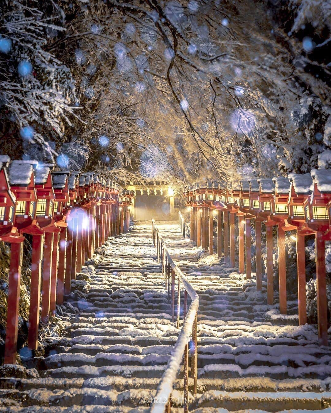 JALさんのインスタグラム写真 - (JALInstagram)「. Snow delicately falls on Kifune Shrine in Kyoto.  Beautiful and reflective in all seasons✨ #NewJourneyJanuary  四季折々の景色を楽しめる #貴船神社 ⛩ 「積雪日限定ライトアップ」は雪が降った日だけの特別な時間です❄️ . . photo by @na274fu Post your memories with #FlyJAL  #JapanAirlines  #japan #kifune #snowfall」1月16日 17時30分 - japanairlines_jal