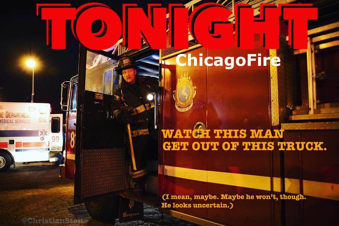 クリスチャン・ストールティのインスタグラム：「Houses will collide.  Tensions will run high. Things will be burning.  I do hope you’ll tune in.  @nbcchicagofire  #ChicagoFire」