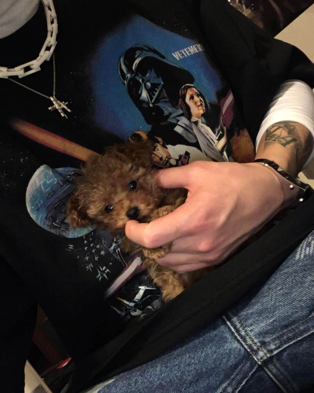 のインスタグラム：「僕はチューバッカではございません  #topdandy #gd #vetements #starwars #chewbecca #demnagvasalia #fearofgod  #dior #saintlaurent #ysl #celine #hedislimane #amiri #margiela #harrywinston #cartier #louisvuitton #lv #kurtcobain #tattoo #luckyluciano #japan #tokyo #億ト」