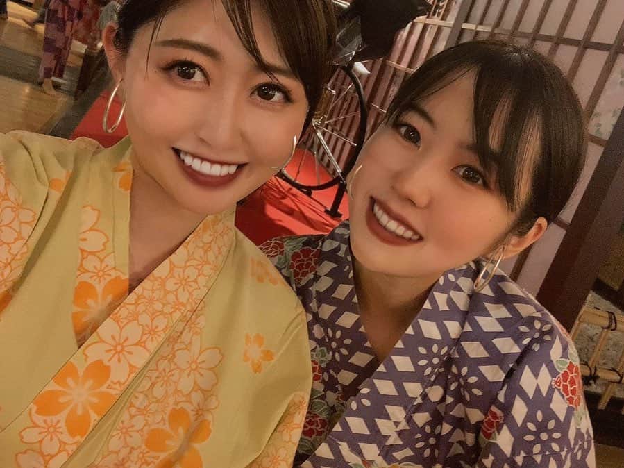 坂口莉果子のインスタグラム：「とある休日♨️👯‍♀️ ・ ・ ・ #japan  #yukata  #hotsprings  #onsen  #大江戸温泉物語  #お台場  #温泉  #浴衣  #休日」
