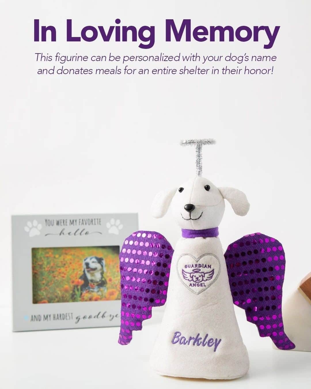Animalsのインスタグラム：「This beautiful, collectible plush artisan angel figurine is actually a miracle for an entire shelter. That’s because every one purchased provides 30 meals to shelter dogs – all in honor of a pup that has crossed the rainbow bridge.  Limited quantities! Reserve yours here 👉@iheartdogscom」