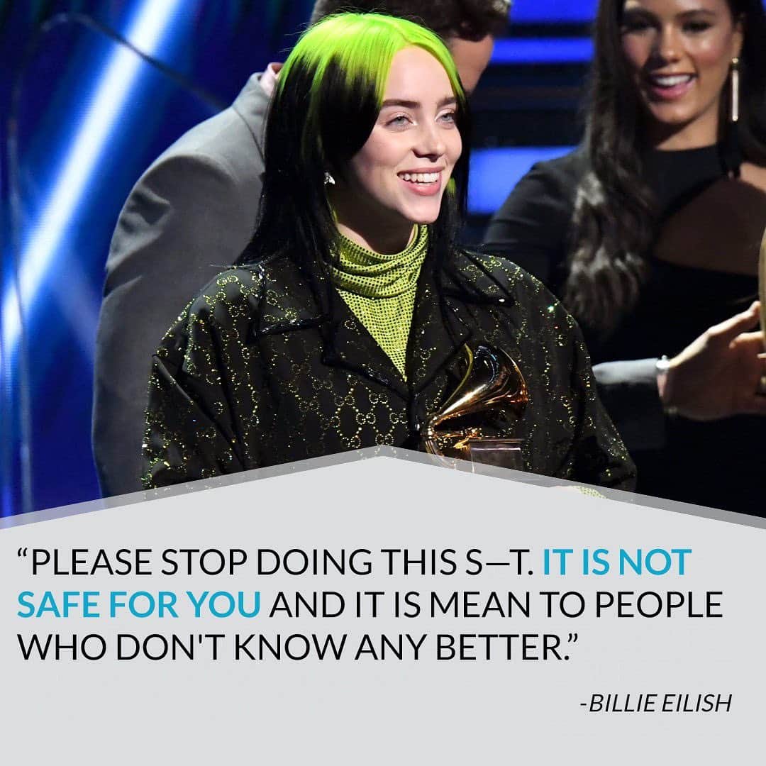 E! Onlineさんのインスタグラム写真 - (E! OnlineInstagram)「This time, Billie Eilish is NOT the bad guy. She's sending a warning to fans after a video of someone impersonating her went up on YouTube saying not only is it unsafe, but it makes her look bad, too. 🙈 (📷: Getty)」1月31日 23時15分 - enews
