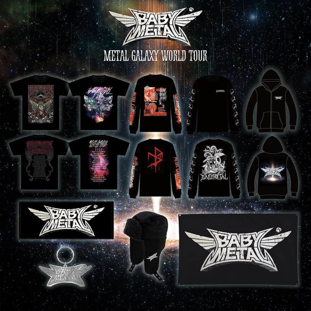 BABYMETALさんのインスタグラム写真 - (BABYMETALInstagram)「Merchandise For METAL GALAXY WORLD TOUR IN EUROPE! 『METAL GALAXY WORLD TOUR 』(ヨーロッパ） グッズ情報DEATH！！ 1. METAL ODYSSEY TEE (SIZE: S/M/L/XL/XXL) £30 / €35 / SEK 350 / NOK 400 / DKK 300  2. FOXES MONTAGE-MGWT VER.-TEE (SIZE: S/M/L/XL/XXL) £30 / €35 / SEK 350 / NOK 400 / DKK 300  3. GALAXY GALAXY GALAXY LONG SLEEVE TEE (SIZE: S/M/L/XL/XXL) £40 / €50 / SEK 450 / NOK 500 / DKK 400  4. SPARTAN FOX WARRIOR LONG SLEEVE TEE (SIZE: S/M/L/XL/XXL) £40 / €50 / SEK 450 / NOK 500 / DKK 400  5. METAL GALAXY ZIP-UP HOODIE (SIZE: S/M/L/XL/XXL) £60 / €70 / SEK 700 / NOK 750 / DKK 600  6. BABYMETAL CRUSH LOGO-3D VER.-TOWE £30 / €35 / SEK 350 / NOK 400 / DKK 300  7. TROOPER HAT £25 / €30 / SEK 300 / NOK 350 / DKK 250  8. BABYMETAL CRUSH LOGO-3D VER.-KEYCHAIN £10 / €10 / SEK 100 / NOK 150 / DKK 100  9. BABYMETAL CRUSH LOGO-3D VER.-FLAG £20 / €25 / SEK 250 / NOK 300 / DKK 200  10. “METAL GALAXY”STANDARD CD £15 / €20 / SEK 200 / DKK 200 / NOK 250  11. “METAL GALAXY”STANDARD VINYL £20 / €25 / SEK 250 / DKK 250 / NOK 300  Note: Purchase is limited to 2 items per design.  Merchandise details for Russian shows will be announced on BABYMETAL official website once confirmed.  #BABYMETAL #METALGALAXY #Europe」2月1日 0時03分 - babymetal_official