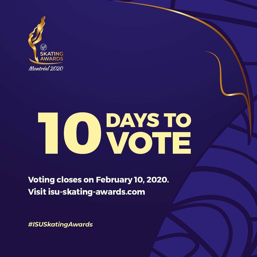 のインスタグラム：「⏰ The voting for the Skating Awards closes in just 10 days! Now is the time to vote for your favorites if you haven't yet! 👉 Everything awards related you need to know: behind the link in our bio and in our stories!  #ISUSkatingAwards #FigureSkating」
