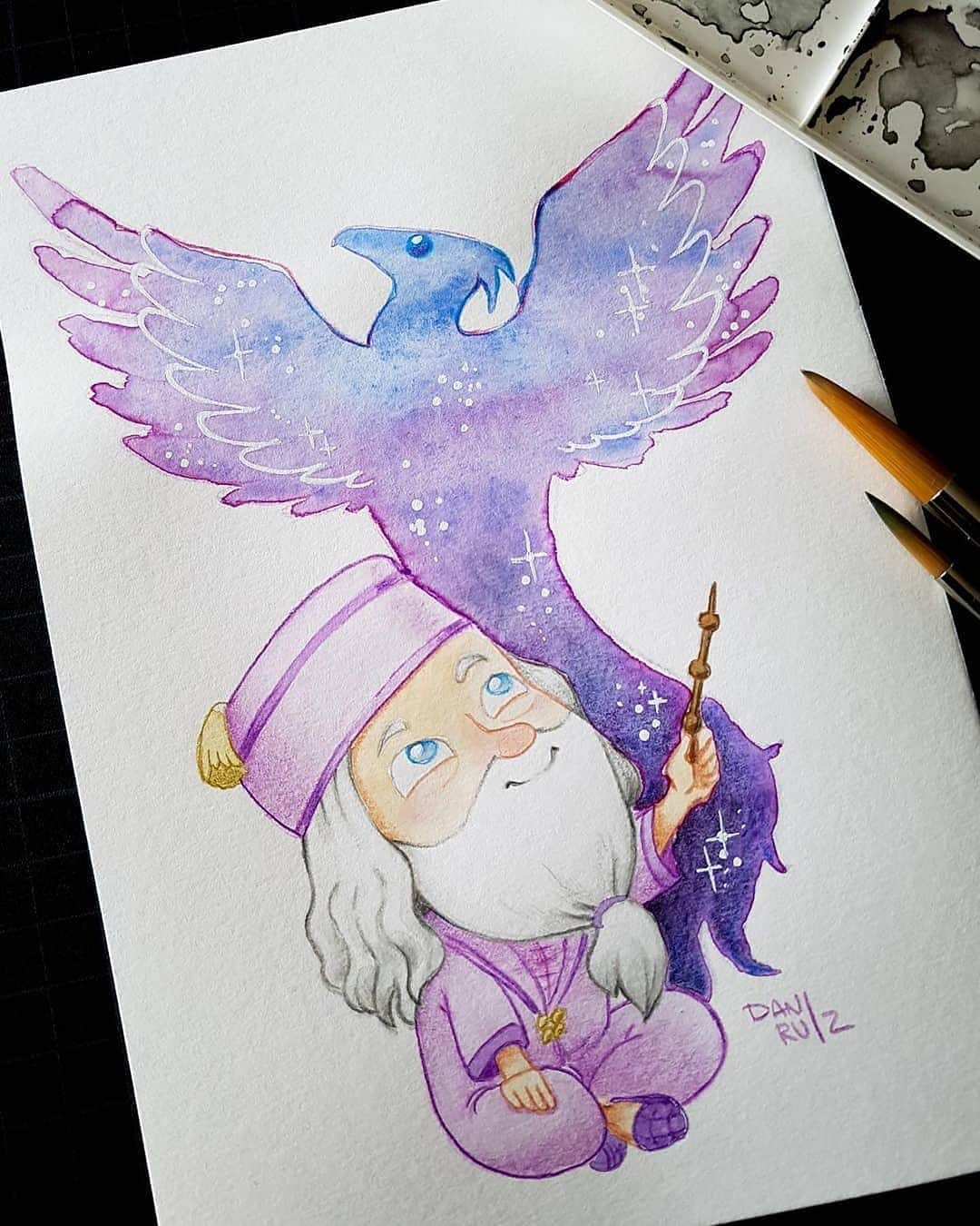 ハリー・ポッターさんのインスタグラム写真 - (ハリー・ポッターInstagram)「"I used watercolours because I was looking for a special mix of colours that showed how spectacular Dumbledore's Patronus is. " // [🖌️ : @daniruizart] #FanFriday」2月1日 2時02分 - harrypotter