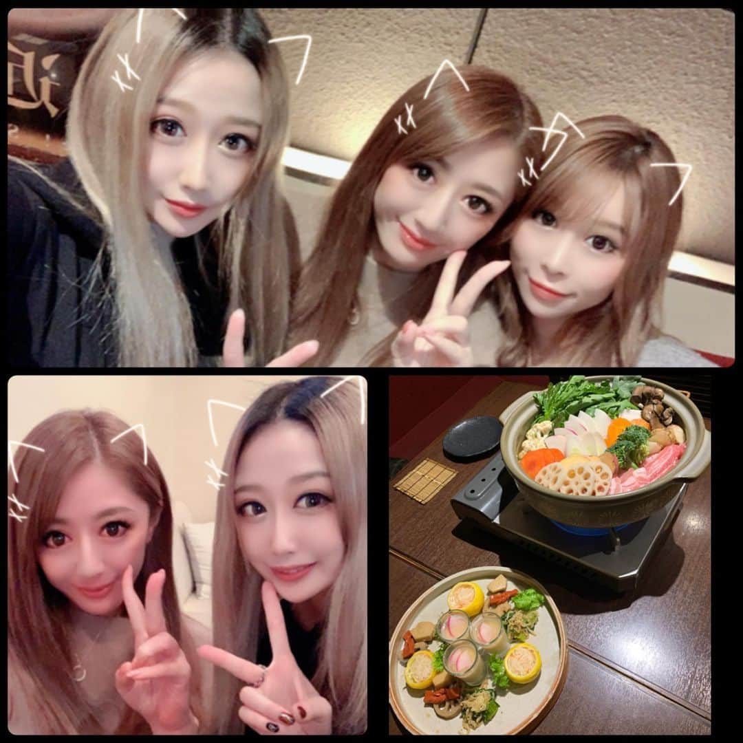 若月雅のインスタグラム：「イヴりんとわかちゃんと、久しぶりにご飯(o^^o)✨ 長芋の近江鍋は初‼︎ 野菜が炊けたら上から長芋のとろろかけるのー。 雑炊までしっかり食べました。笑 美味しかったしお喋り楽しかった❤️ . #近江鍋 #滋賀県産野菜」