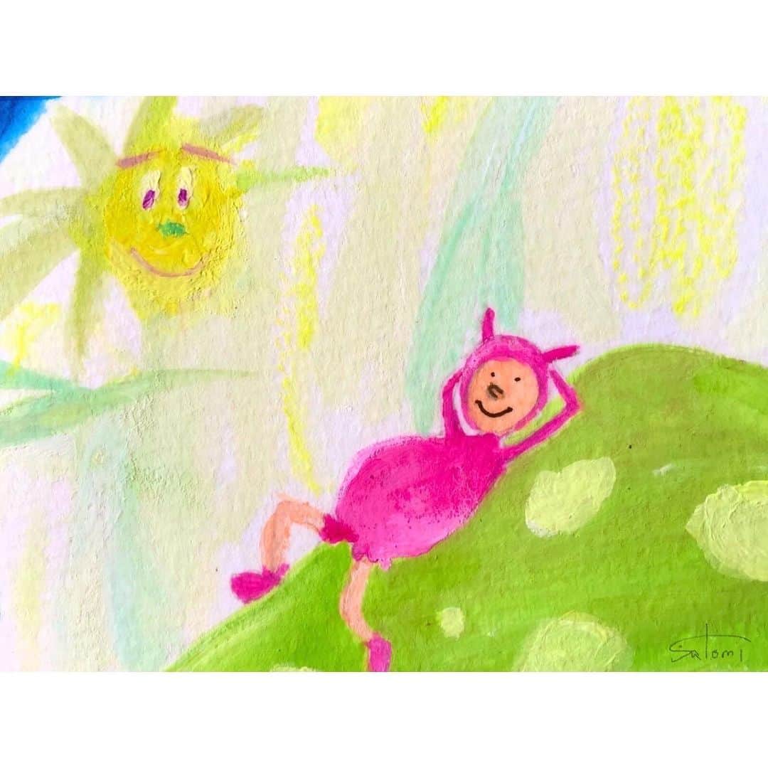 高杉さと美のインスタグラム：「🌜🌿🌛 #illustration #peaceful #painting #naturelover #smile #🙂」