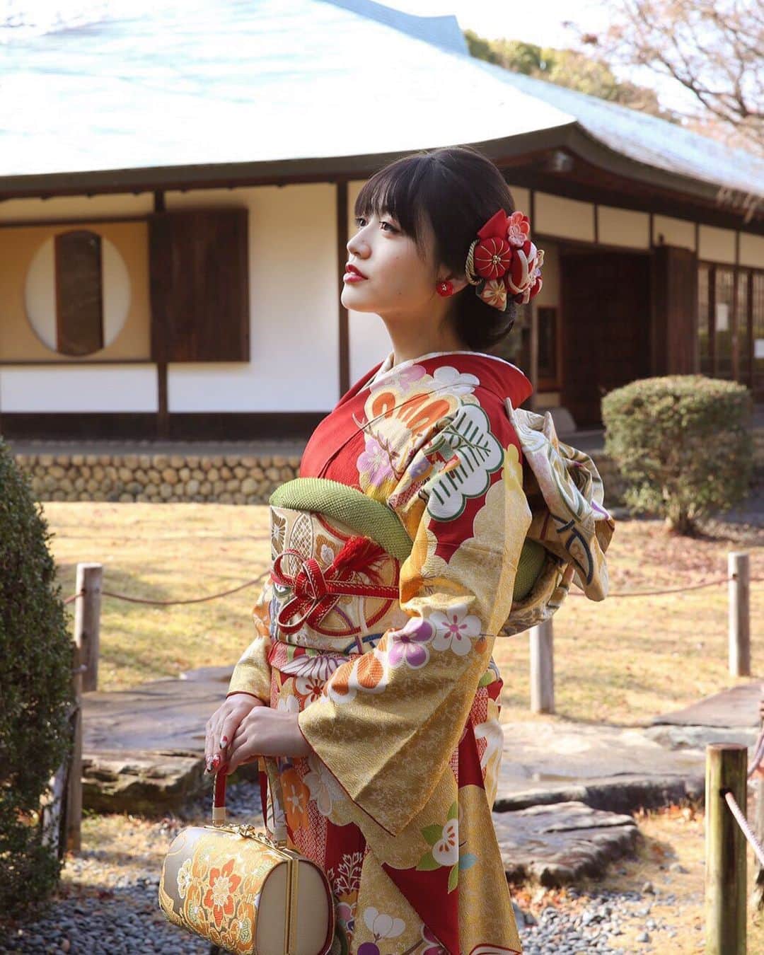 RIKOのインスタグラム：「この日、名古屋城に徳川家康と足軽がいた﻿ ﻿ ﻿ ﻿ #振袖　#振袖モデル #成人式﻿ は去年 #名古屋 #名古屋城」