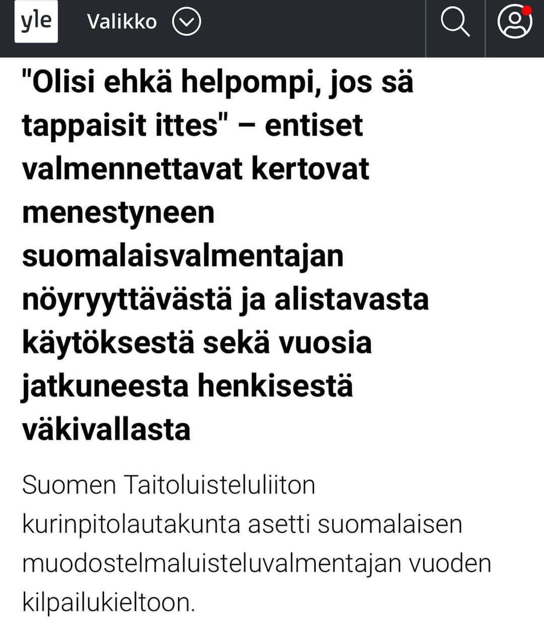 キーラ・コルピのインスタグラム：「💔💔💔 (linkki YLEn juttuun biossa)  Kiitos näille rohkeille luistelijoille, jotka ovat jaksaneet tämän pitkän ja hankalan prosessin läpi hakea oikeutta! Heidän ansiostaan tulevien nuorten luistelijoiden ei tarvitse toivottavasti kokea mitään yhtä järkyttävää. Tilanne on kuitenkin se, että rajua henkistä väkivaltaa useita vuosia käyttänyt käyttänyt valmentaja sai ainoastaan 12kk kilpailukiellon, joka tarkoittaa sitä että hän saa jatkaa seurassa valmentamista normaalisti!?😱 Tämä on pelottava skenaario lasten ja nuorten turvallisuuden ja terveyden näkökulmasta. Miksi näin??🤯 Ymmärrän että on olemassa säännöt ja lakitekniset koukerot, mutta meidän on pystyttävä parempaan!!! @skatingfinland  #luistelijanääni #urheilijanääni #lapsenääni」