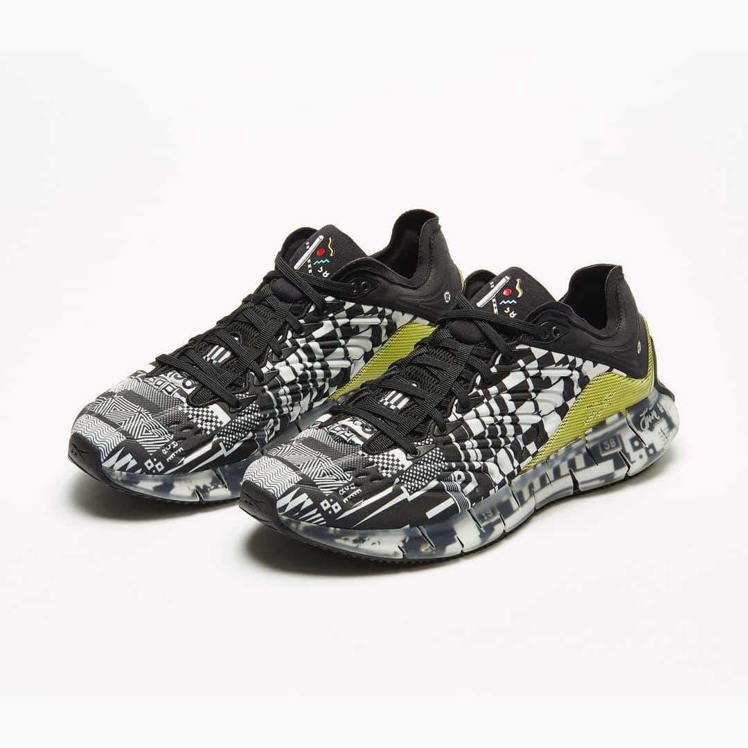 ケンゾーミナミのインスタグラム：「I am releasing a small capsule collection with @reebok as the first collaborator for their new project R58 - The moniker which nods to 1958, the year Joe and Jeff Foster founded Reebok. And this “ZIG KINETICA x R58 by KENZO MINAMI” is one of the 2 shoes (along with 2 T-shirts) being released.  The other model is Instapump Fury.  They are released worldwide.『Today, global sportswear brand Reebok announces the Zig Kinetica x R58, a limited-edition sneaker with a sole designed for energy return and a fashion upper designed by Kenzo Minami.  Built for athletic performance yet engineered to transcend its sport-based origins, Zig Kinetica x R58 celebrates the defiant attitude embodied by brand founders Joe and Jeff Foster, who left their parents’ business in 1958 and set out on their own in search of the future of athletic footwear. Embodying the pioneering spirit of Reebok’s founders and named after the year Reebok started, the R58 series features unique collaborations with groundbreaking designers. Enter Kenzo Minami.  Having designed one of the most coveted and exclusive Reebok Instapump Fury colorways of all time, Kenzo Minami, a pioneering graphic artist whose future-forward designs have pushed the boundaries of style for decades, fuses the advanced performance technology of Zig with his disruptive style for this limited-edition sneaker. “The concept of this Zig Kinetica is the abstract interpretation of time and space – breaking through the barrier, going into warp speed, distortion of the space, dimensional jump, and so on,” said KenzoMinami. “I also wanted the silhouette to suggest the abstract impressions of a launching pad and rocket booster, which themselves are made of sound waves, shock waves, signals & patterns, and abstract representations of time and space combined.”』 #reebok #reebokclassic #zigkinetica #kenzominami  https://www.reebok.com/us/zig-kinetica-x-kenzo-minami-shoes/FW9463.html」