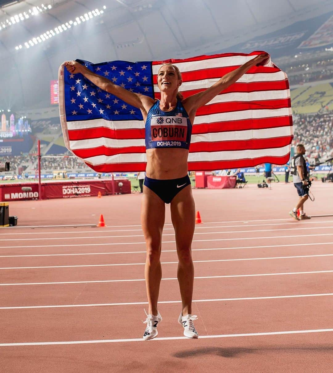 エマ・コバーンさんのインスタグラム写真 - (エマ・コバーンInstagram)「One week until my next race. Throwback to the last time I raced!  Lining up at @nbindoorgp on January 25th. I’ll be racing a 2 mile. Hope to see some of you there! #teamNB #NBIGP Tickets at www.nbindoorgrandprix.com Doha pic from @jeffcohenphoto」1月19日 0時24分 - emmacoburn